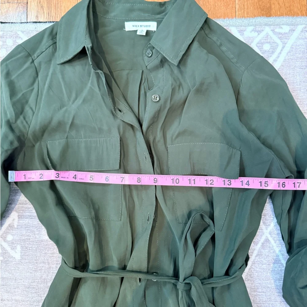 Elegant Green Shirt Dress - Picture 3 of 4